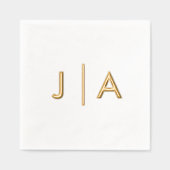 Modernes Minimal einfaches Hochzeitmonogramm Servietten Mit Folie (Vorderseite)