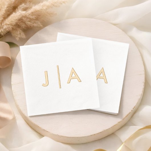 Modernes Minimal einfaches Hochzeitmonogramm Servietten Mit Folie