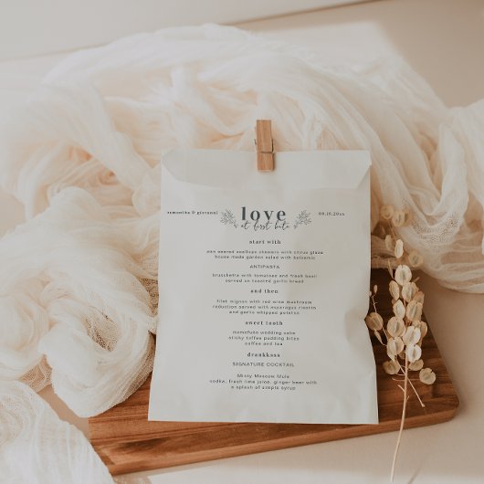 Modernes Minimal | Einzigartiges Hochzeitmenü Geschenktütchen
