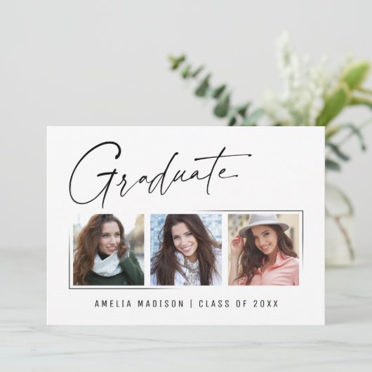 Modernes Minimal-Einzigartiges Ink Script Graduate Ankündigung (Stehend Vorderseite)