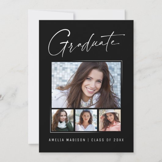 Modernes Minimal-Einzigartiges Ink Script Graduate Ankündigung (Vorderseite)