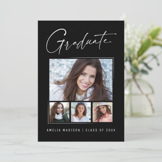 Modernes Minimal-Einzigartiges Ink Script Graduate Ankündigung (Stehend Vorderseite)