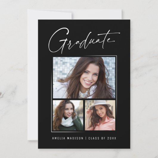 Modernes Minimal-Einzigartiges Ink Script Graduate Ankündigung (Vorderseite)