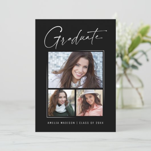 Modernes Minimal-Einzigartiges Ink Script Graduate Ankündigung (Stehend Vorderseite)