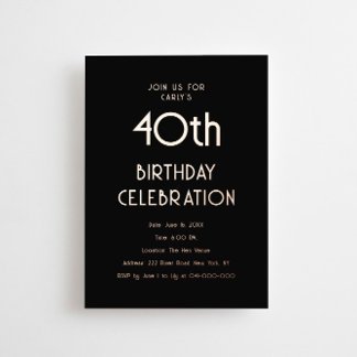 Modernes Minimal Elegant 40. Geburtstag Folieneinladung