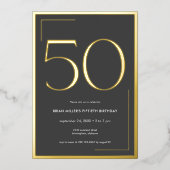 Modernes Minimal Elegant Fiftieth Birthday Folieneinladung (Vorderseite)