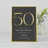 Modernes Minimal Elegant Fiftieth Birthday Folieneinladung (Stehend vorne)