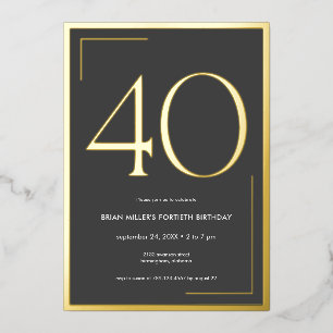 Modernes Minimal Elegant Fortieth Birthday Folieneinladung