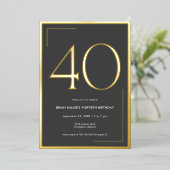 Modernes Minimal Elegant Fortieth Birthday Folieneinladung (Stehend vorne)