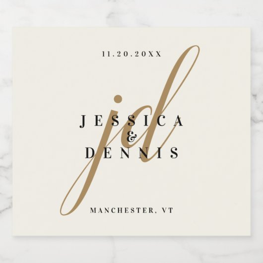 Modernes Minimal-Elegant-Kalligrafie-Script-Monogr Bierflaschenetikett (Einzelnes Label)