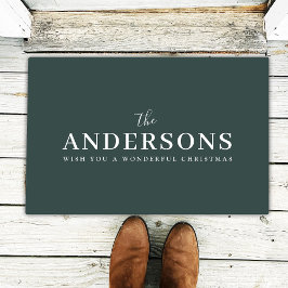 Modernes Minimal Elegante | Dark Forest Green Name Fußmatte