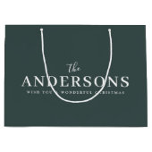 Modernes Minimal Elegante | Dark Forest Green Name Große Geschenktüte (Vorderseite)