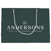 Modernes Minimal Elegante | Dark Forest Green Name Große Geschenktüte (Rückseite)