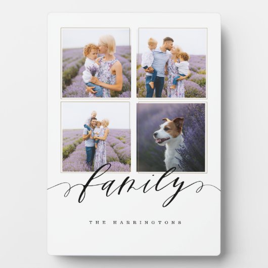 Modernes Minimal Elegante Familie Foto Collage Gri Fotoplatte (Vorderseite)