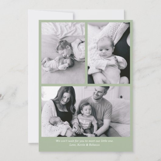 Modernes Minimal Elegante Sage Green New Baby Ankündigung (Rückseite)