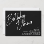 Modernes Minimal | Elegantes Black Birthday Dinner Einladung (Vorderseite)