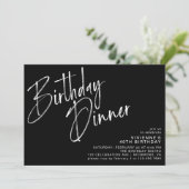 Modernes Minimal | Elegantes Black Birthday Dinner Einladung (Stehend Vorderseite)