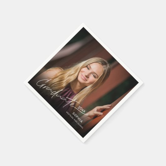 Modernes Minimal Elegantes Graduate Script-Foto Serviette (Ecke)