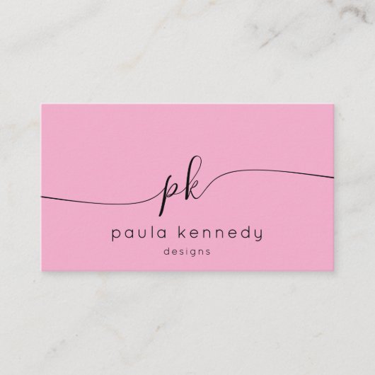 Modernes Minimal elegantes rosa Monogramm Visitenkarte (Vorderseite)