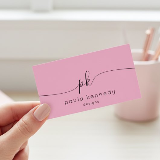Modernes Minimal elegantes rosa Monogramm Visitenkarte
