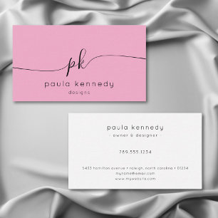 Modernes Minimal elegantes rosa Monogramm Visitenkarte