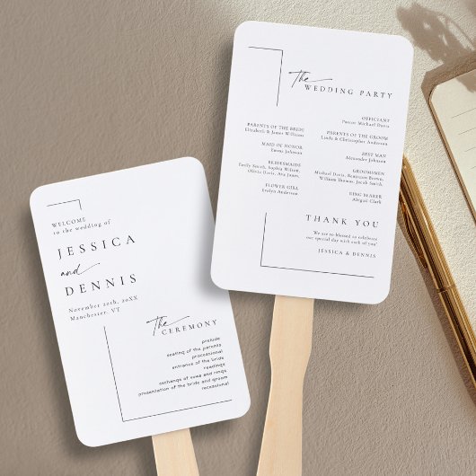 Modernes Minimal elegantes Script Chic Hochzeitspr Fächer