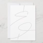 Modernes Minimal Elegantes Script Weiß Grau Hinzuf Save The Date (Rückseite)