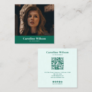 Modernes Minimal-Emerald-Fotograf QR-Code-Foto Quadratische Visitenkarte