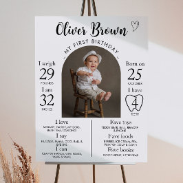 Modernes Minimal Foto 1. Geburtstag Meilenstein Ze Poster