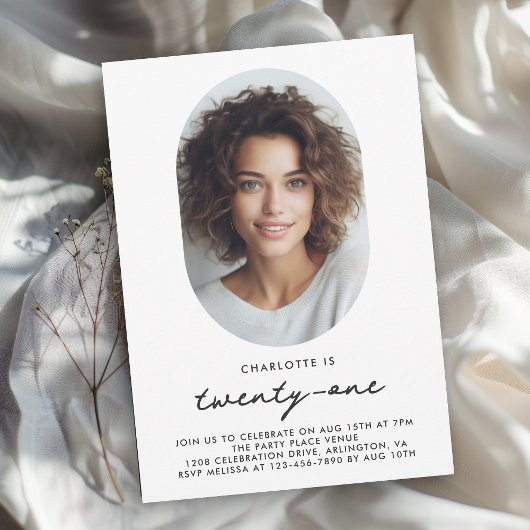 Modernes Minimal Foto 21. Geburtstag Einladung