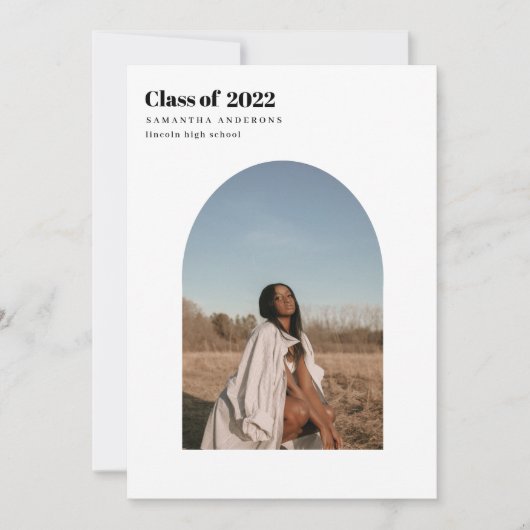 Modernes Minimal-Foto-Arch-Graduate Einladung (Vorderseite)