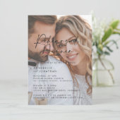 Modernes Minimal Foto Hochzeit Probe Dinner Einladung (Stehend Vorderseite)