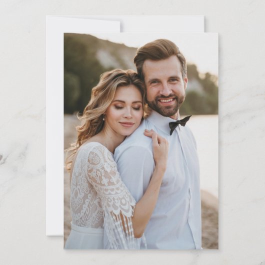 Modernes Minimal Foto Hochzeit Probe Dinner Einladung (Rückseite)