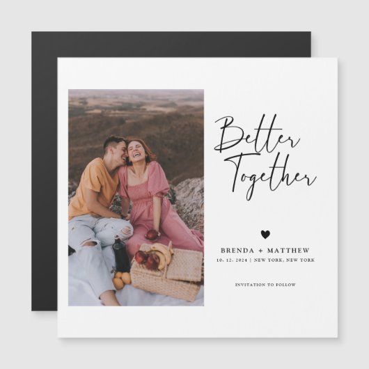 Modernes Minimal-Foto-Hochzeit spart das Date Magn Magnetkarte (Vorne/Hinten)