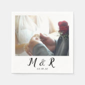 Modernes Minimal-Foto-Hochzeitslogo Serviette (Vorderseite)