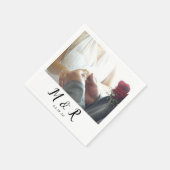 Modernes Minimal-Foto-Hochzeitslogo Serviette (Ecke)