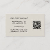 Modernes Minimal-Foto-Logo QR Beruflich Visitenkarte (Rückseite)