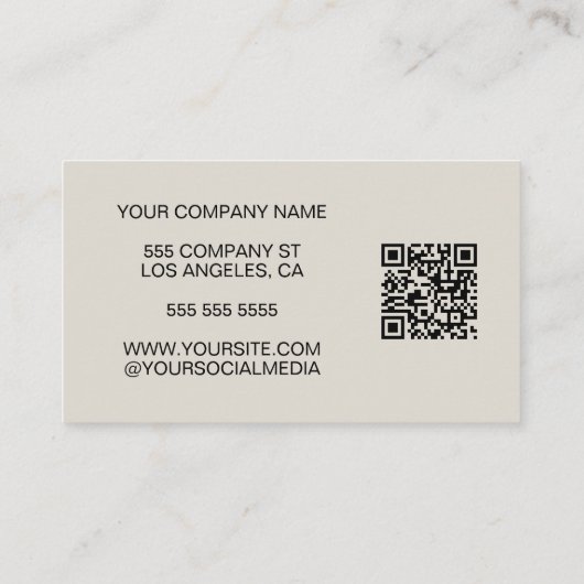 Modernes Minimal-Foto-Logo QR Beruflich Visitenkarte (Rückseite)
