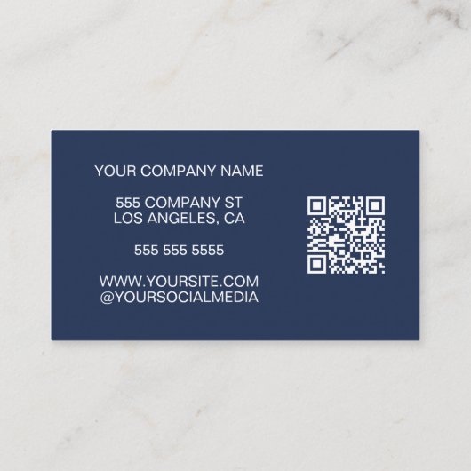 Modernes Minimal-Foto-Logo QR Beruflich Visitenkarte (Rückseite)