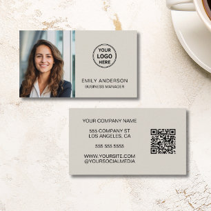 Modernes Minimal Foto Logo QR Professional Visitenkarte