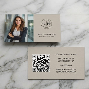 Modernes Minimal-Foto-Logo QR Visitenkarte