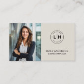 Modernes Minimal-Foto-Logo QR Visitenkarte (Vorderseite)