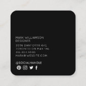 Modernes Minimal-Foto Schwarz Quadratische Visitenkarte (Rückseite)