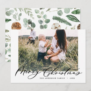 Modernes Minimal-Foto Weihnachts-Chic-Skript Feiertagskarte