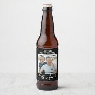 Modernes Minimal-Foto Wirst du mein Trauzeuge se Bierflaschenetikett