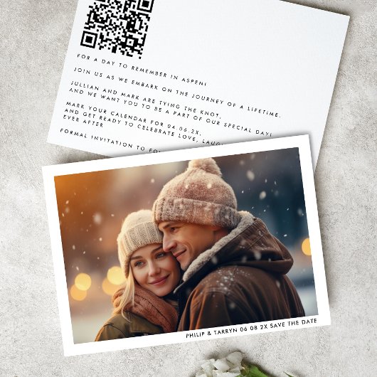 Modernes Minimal-Frame-Foto QR-Code Hochzeiten Save The Date