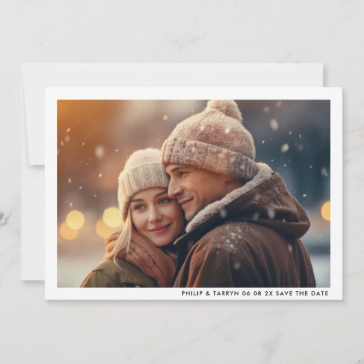 Modernes Minimal-Frame-Foto QR-Code Hochzeiten Save The Date (Vorderseite)