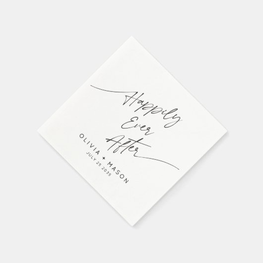 Modernes Minimal glücklich je nach Hochzeitsskript Serviette (Ecke)