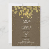 Modernes Minimal Gold Confetti Foil Foto Hochzeit Einladung (Vorderseite)