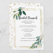 Modernes Minimal Gold Foliage Bridal Brunch Menü Menükarte (Vorne/Hinten)